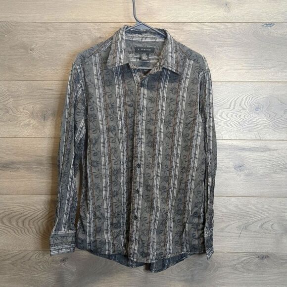 J Ferrar Button Down Striped Shirt Mens Size Large - Picture 1 of 8